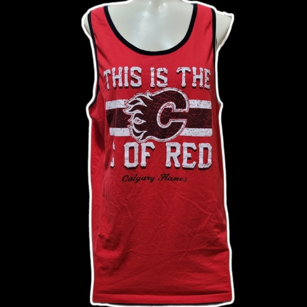 calgary flames styled mcbling red graphic tank top ₊✩‧₊˚౨ৎ˚₊✩‧₊